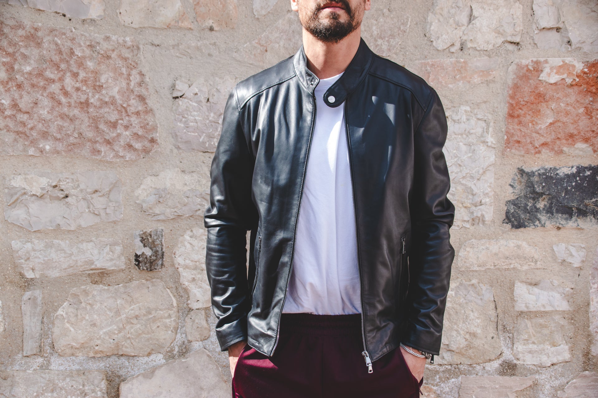 Giacca in pelle nera- Modello "Biker"