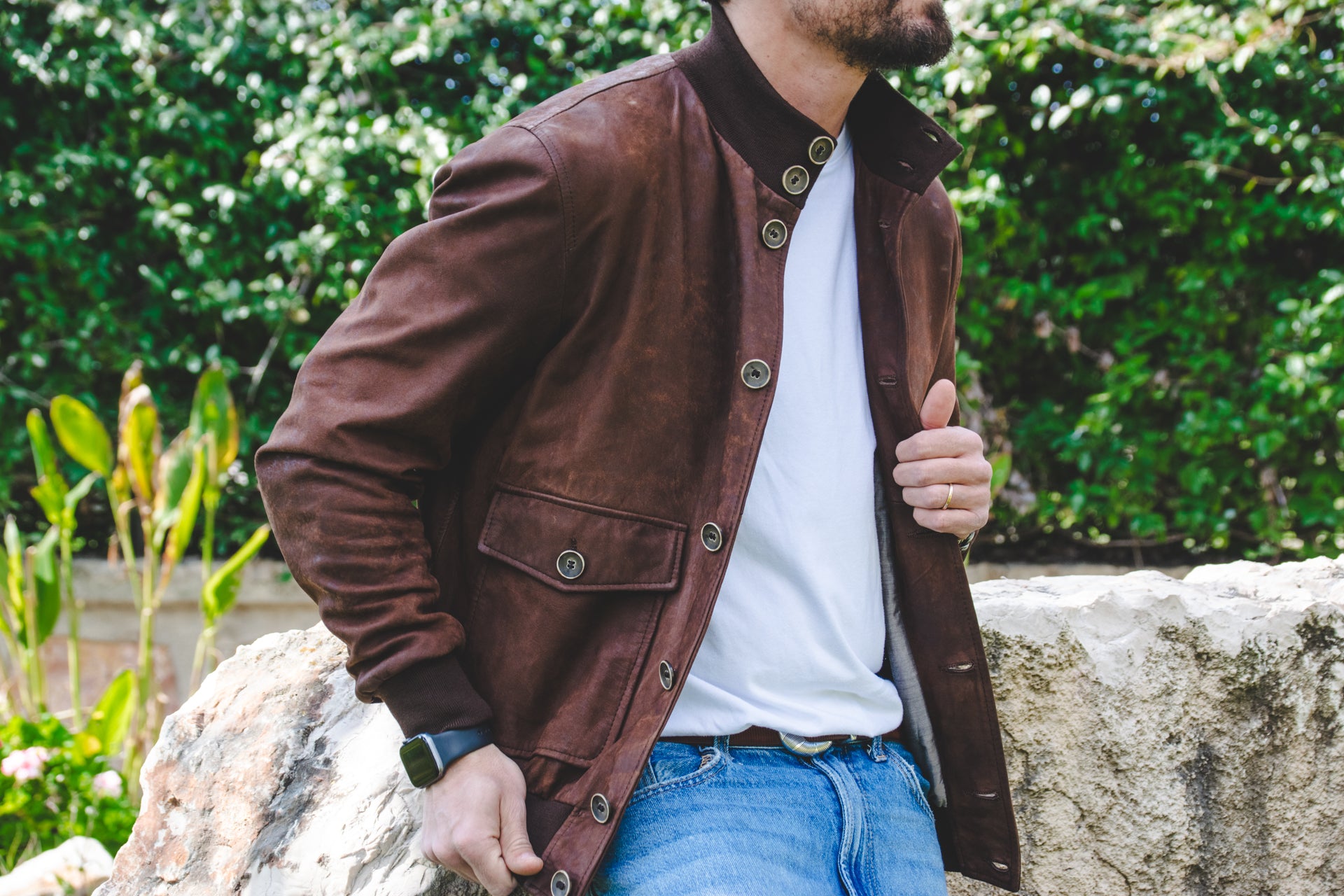 Giacca in pelle Dakota lavata-Modello "Steward"